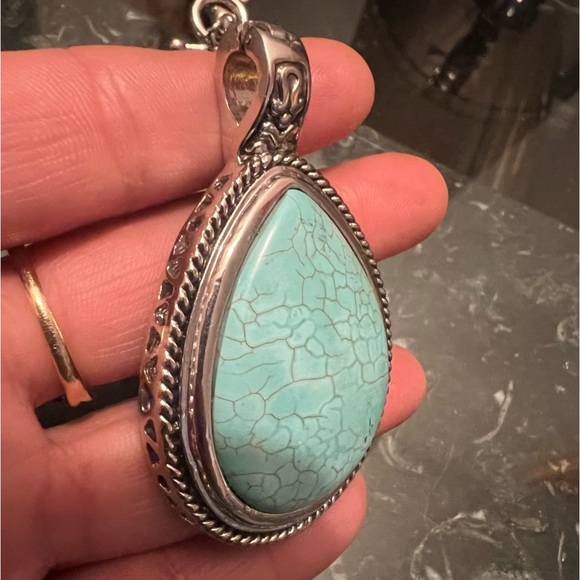 Pendant & Necklace Set - Turquoise Pendant w/ Woven Chain Necklace NWOT - Picture 9 of 17